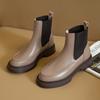 Модные Горячие Женские Ботинки из Натуральной Кожи в Ретро Британском Стиле Слипоны Челси Модные Ботильоны Круглый Носок Плоская Подошва Женская Обувь
