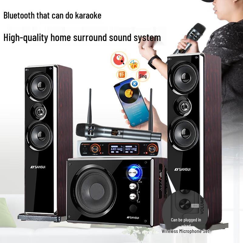 SANSUI Активная Bluetooth Домашний кинотеатр и Караоке Акустическая система