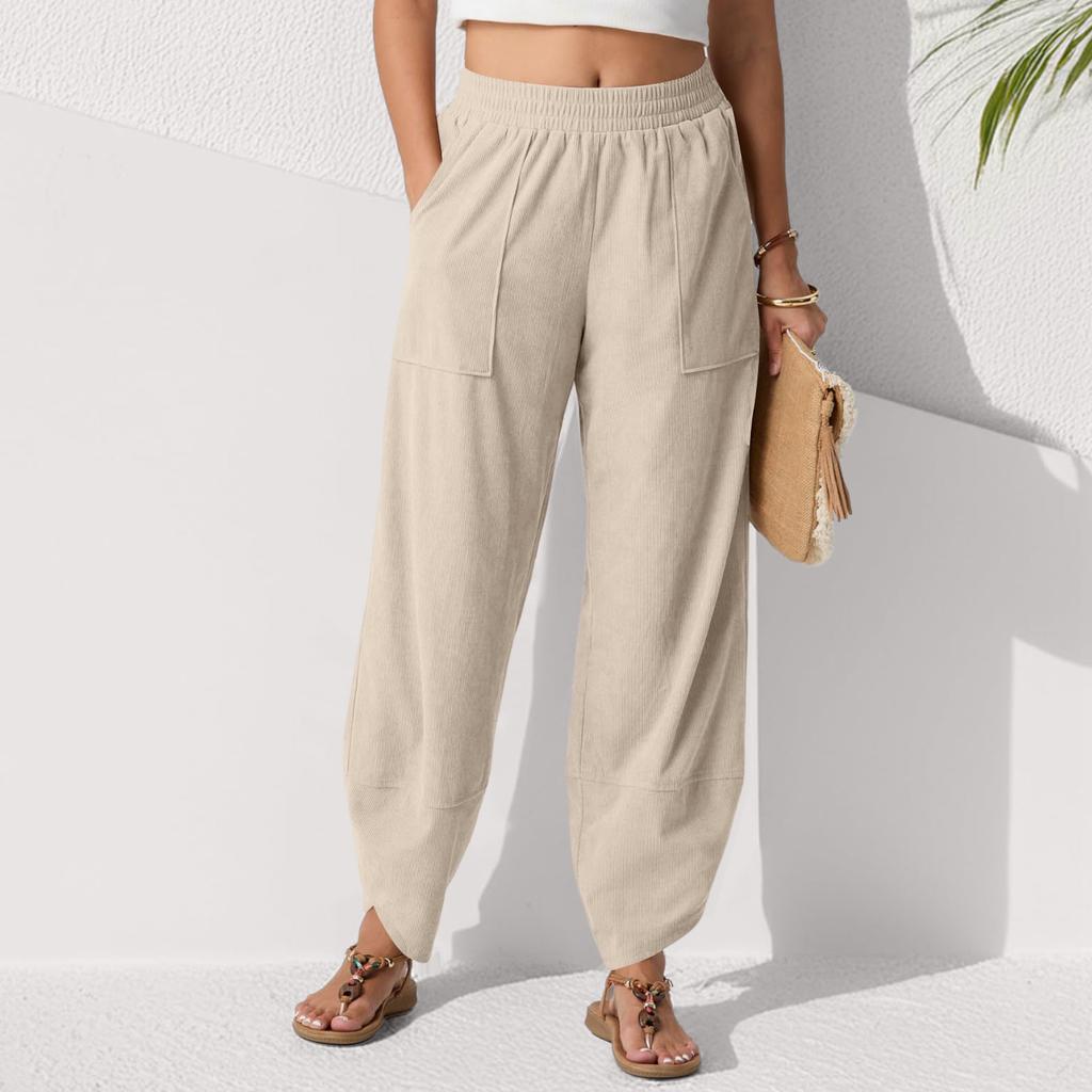 Модные женские однотонные повседневные укороченные брюки с карманами