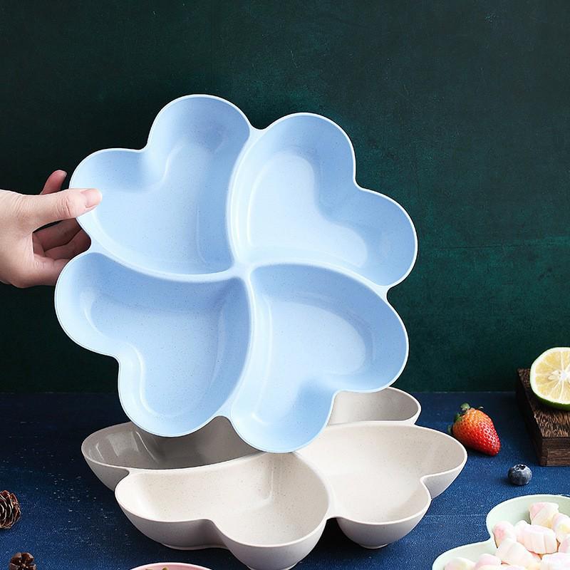 Тарелка с закусками и фруктами Lucky Clover — креативный дизайн с четырьмя листочками для гостиной