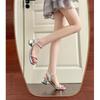 High-heeled Sandals Women's Summer New Silver Heel One-word Buckle Strap Open-toed Thick-heeled Sandals Women