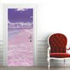 3D Наклейка на дверь с видом на пляж Наклейка на дверь с видом на океан Фиолетовое небо Океан Фреска обои Семейная гостиная украшение