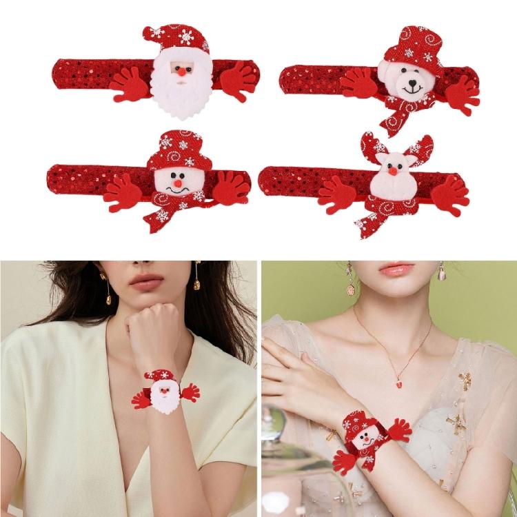 Animal Patterned Christmas Slap Bracelets Festival Slap Wristband for Christmas Celebration Durable Fabric Home Ornament