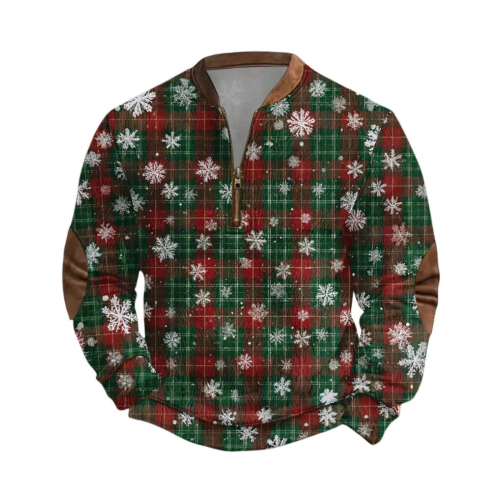 Мужские рождественские толстовки на молнии, рождественские пуловеры с воротником-стойкой