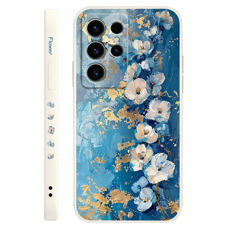 Чехол для телефона 'Цветок с золотым листом' для Samsung Galaxy S25 FE S24 S23 S22 S21 S20 S10 S10E Ultra Plus FE Note 20 Ultra Plus