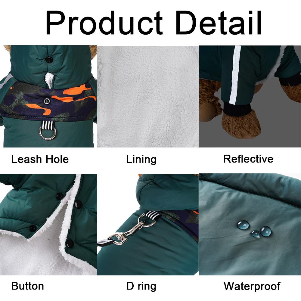 Dog Jacket Clothes With Hood Soft Winter Warm Waterproof Reflective Hoodies Puppy Fleece Outdoor Windproof Pet Chihuahua Coat