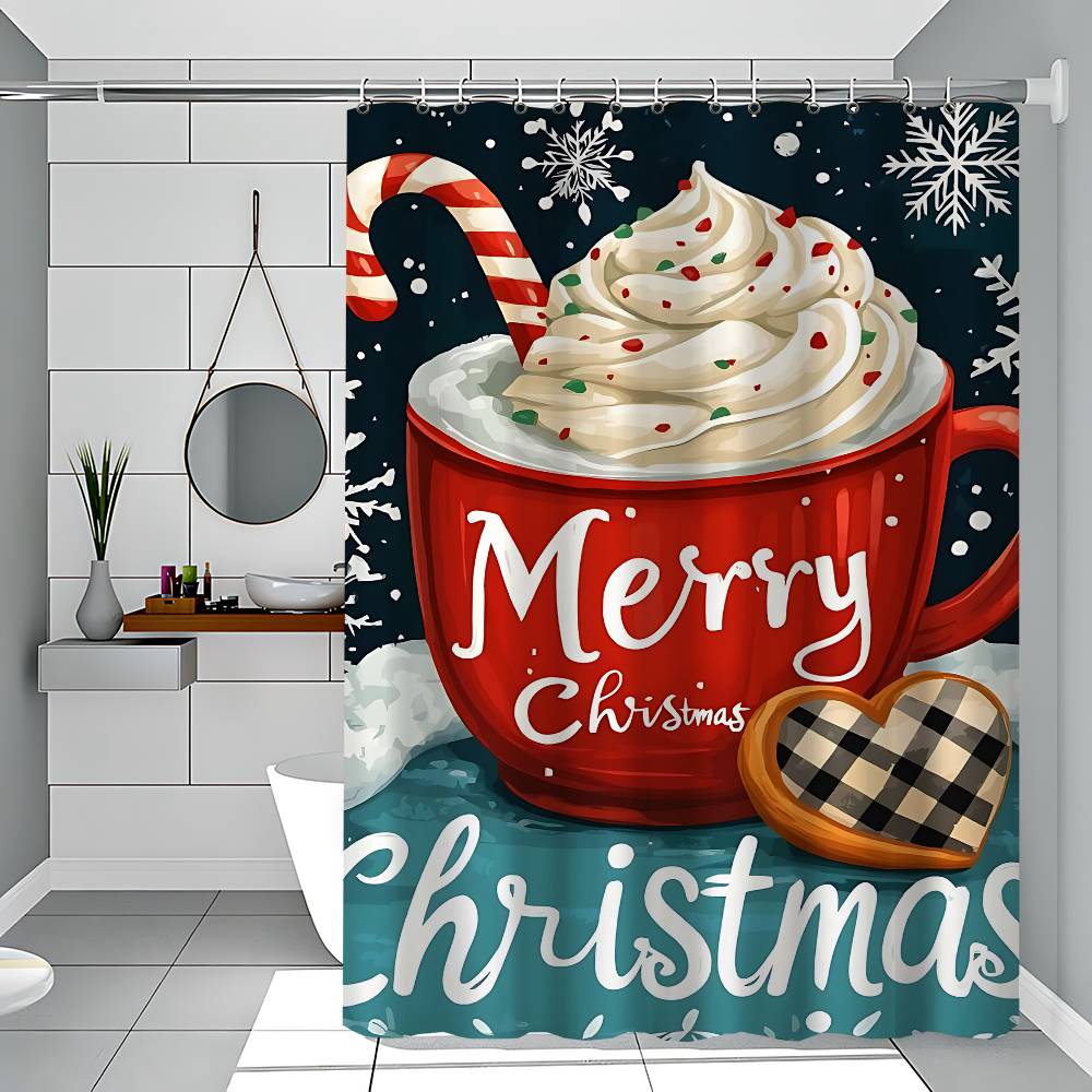 GAEGingerbread House Christmas Candy Modern Simple Shower Curtain Bathroom Decorative Polyster Shower Curtain With Hook