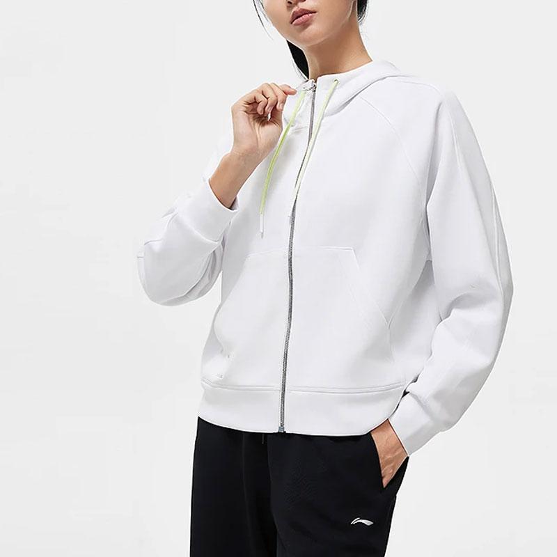 Li Ning Fitness Series однотонная свободная толстовка с капюшоном для женщин, белые AWDT524-1