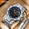 SANDA Fashionable Waterproof  Men's Electronic Watch Sports Multifunctional Large Dial Three Pin Double Display Men's Wrist Watc