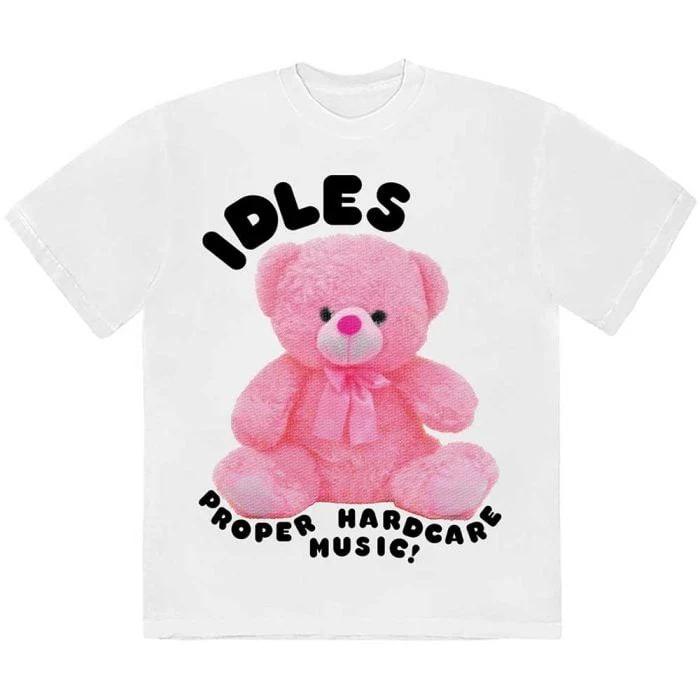 Idles Scattered Floral Letters Print Cotton TShirt Punk Rock Band Unisex Short Sleeve Tee