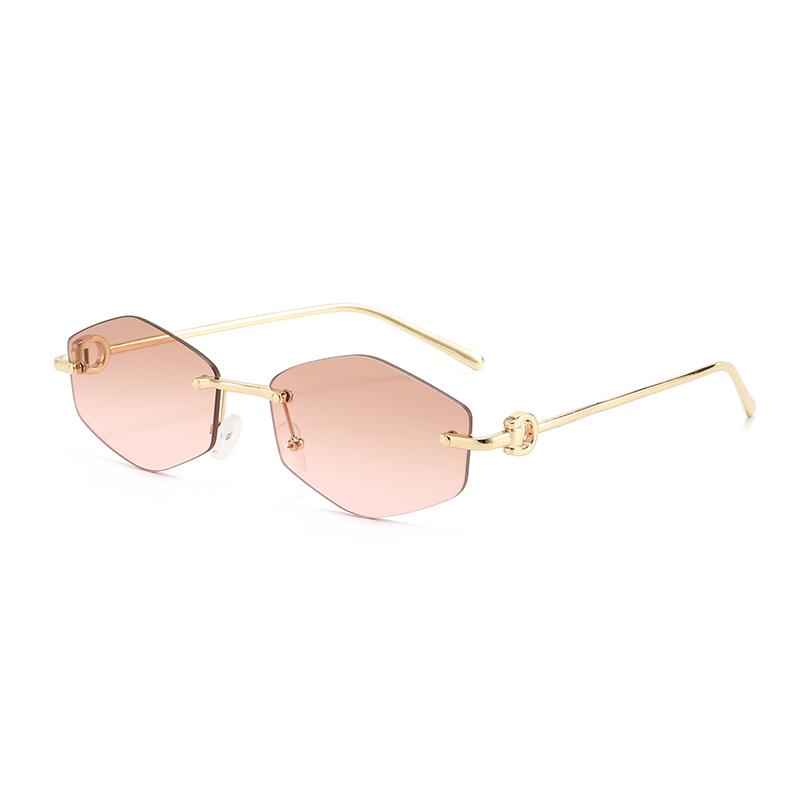 New retro metal frameless high-end sunglasses for men and women fashion trendy outdoor sunscreen sunshade glasses