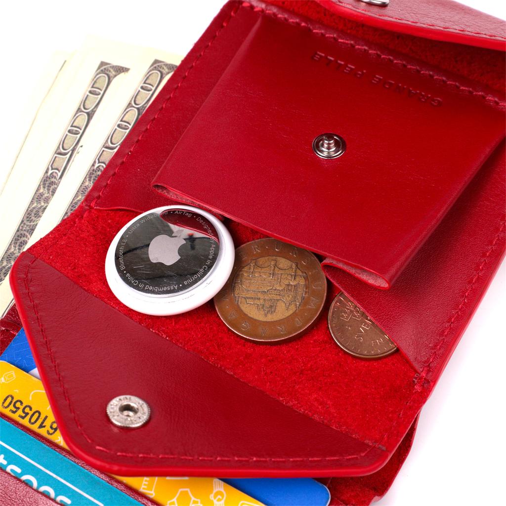 Яркий женский кошелек из глянцевой натуральной кожи GRANDE PELLE Wallet 16815 Красный
