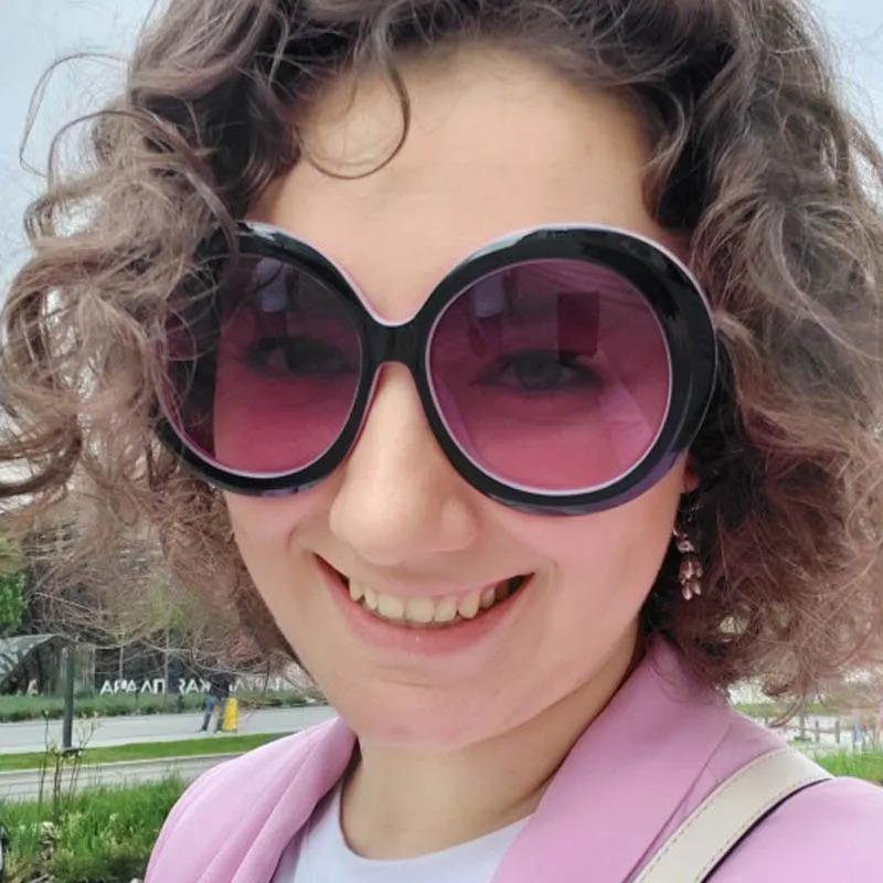 Unisex Big Round Sunglasses Women New Fashion Retro Oversized Sun Glasses Vintage Gradient Black Shades Luxury Eyewear