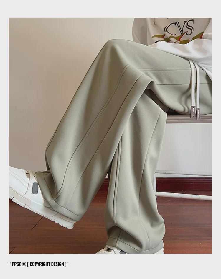 Men's Soft Velvet Wide-Leg Sweatpants: Versatile High Street Style for Autumn and Winter.