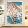 Гобелен на стену Chobits Чи на столбе с розеткой Причудливые детали с розовой лентой Уютный декор комнаты для поклонников классического романтического аниме