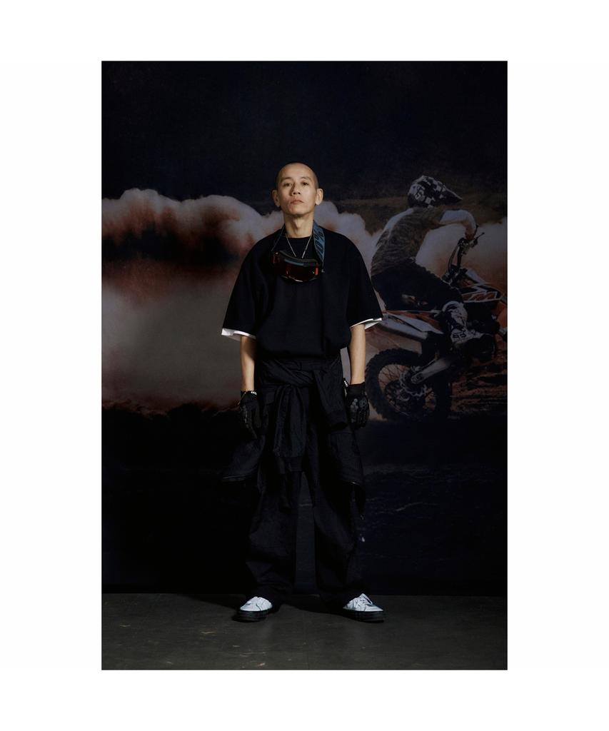 Silijeu Motorcycle Print Short Sleeve T-Shirt Satam26811Bkx