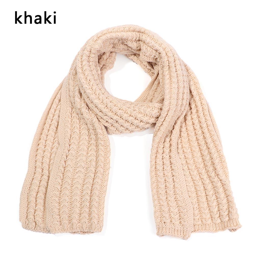 Fashion Outdoor Winter Warm Long Scarves Knitted Scarf Solid Color Vintage