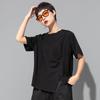 European & American Summer Irregular Slit Short Sleeve Women's T-Shirt - Dark System Versatile Pullover