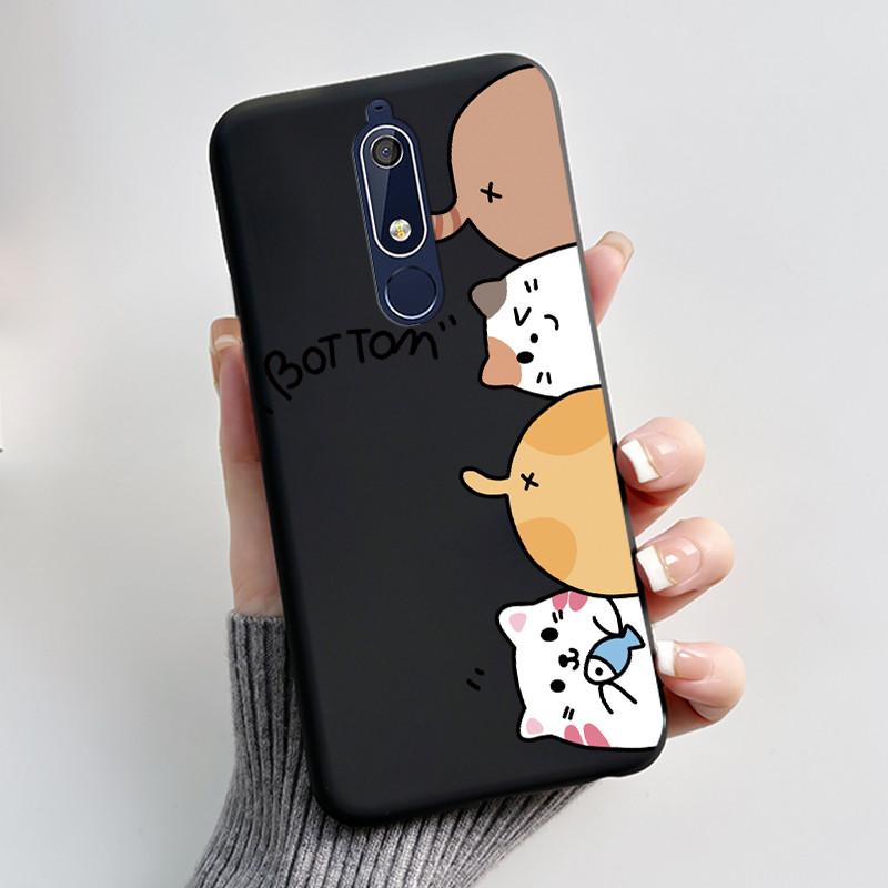 Милый Чехол Для Nokia 5.1/Nokia 5.1 Plus/Nokia X5/Nokia 5 Funda Чехол с Рисунком Защитная Крышка Мягкий Силикон Мультяшный Черный Корпус