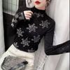 Осенне-зимняя блестящая свободная футболка со стразами Chic для женщин