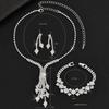 Bright Rhombus Rhinestone Pendant Necklace Earrings Bracelet Bridal Jewelry Wedding Set