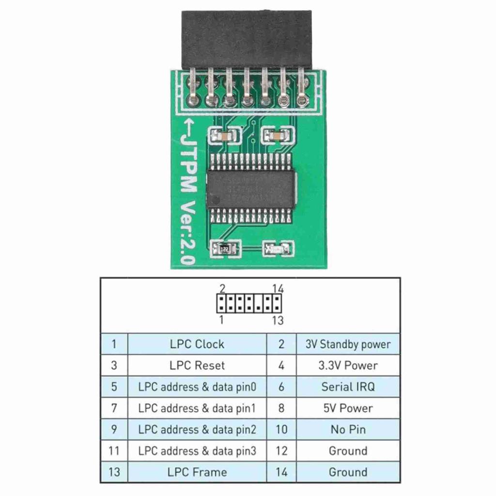 Модуль TPM 2.0 MSI TPM 2.0 Модуль Сильное Шифрование 14-контактный Интерфейс LPC Плата Модуля TPM для Win11 Зеленый
