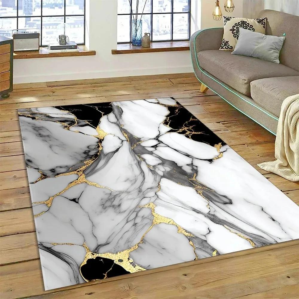 Luxurious Abstract Marble Carpet for Living Room Sofa Home Decoration Large Rugs Non-slip Bedroom Bedside Coffee Table Floor Mat
