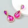 JIJIAWENHUA New Shiny Rhinestone Water Drop Pendant Ladies Earrings Dinner Party Wedding Fashion Statement Jewelry Accessories