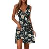 Ladies Casual Fashion V-Neck Sleeveless  Print Dress