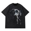 Men Gothic T-shirts Hip Hop Streetwear Letter Dog Printed Punk Tops Summer Vintage Washed Oversized Short Sleeve T Shirts