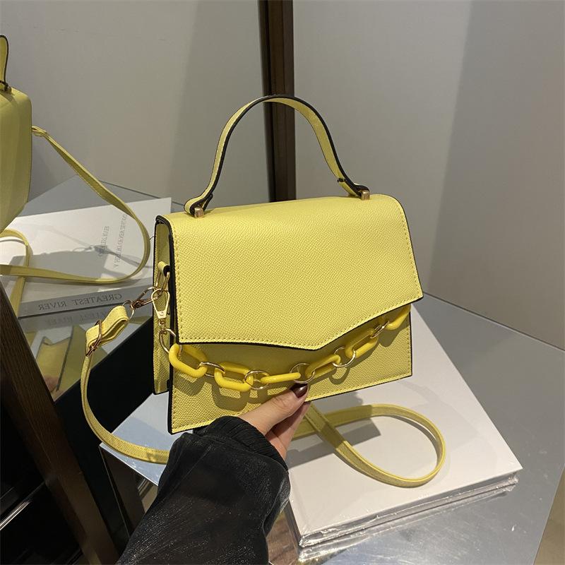 Модная сумка-сумка для женщин, новая, конфетного цвета, маленькая, свежая, сумка через плечо, простая, с цепочкой, маленькая, квадратная сумка