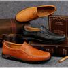 Мужские мокасины, деловая повседневная кожаная обувь без шнуровки, мокасины для вождения, туфли на плоской подошве, сшитые вручную