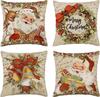 Christmas Pillow Covers 18X18In Christmas Throw Pillow Covers Set Of 4 Vintage Christmas Decor Santa Winter Holiday Pillow Cover