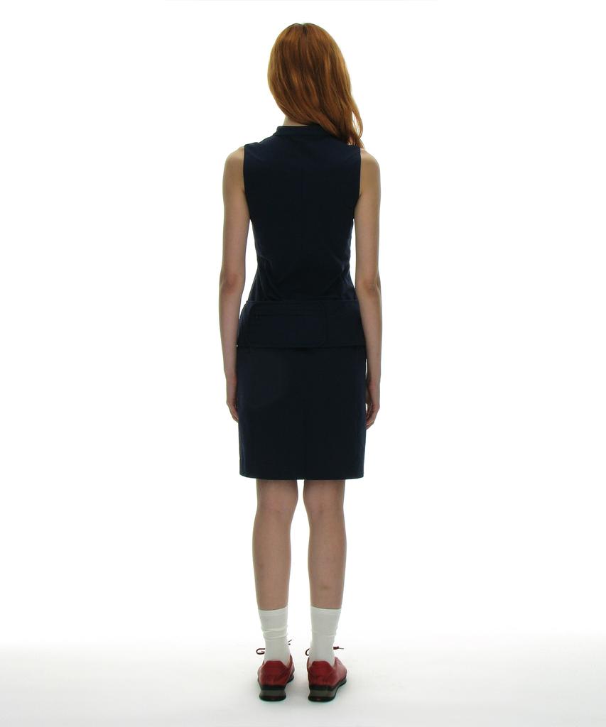Partimento Woman Minimal Belted Dress_Navy