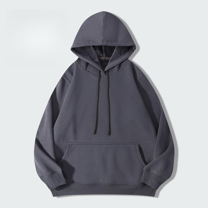 Men's Clothing Sweatshirt 420g Velvet Hooded Sweatshirt Men's Hoodie Solid Color Large Size Autumn and Winter Men Jacket