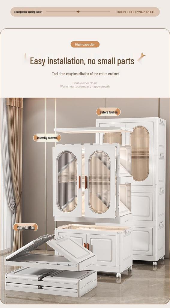 No-Installation Child's Wardrobe: Durable, Multi-Layer Folding Storage Cabinet