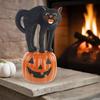 Хэллоуин Украшение Статуэтка Черного Кота Тыквы Смола Коллекционные Фигурки Хэллоуина для Газона Патио Домашний Настольный Декор