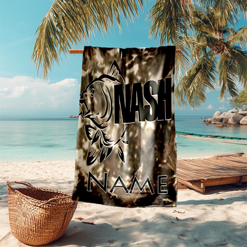 Personalized customized proof beach towel with Nash logo pattern - soft, absorbent,quick-drying,perfect swimming,camping&bathing