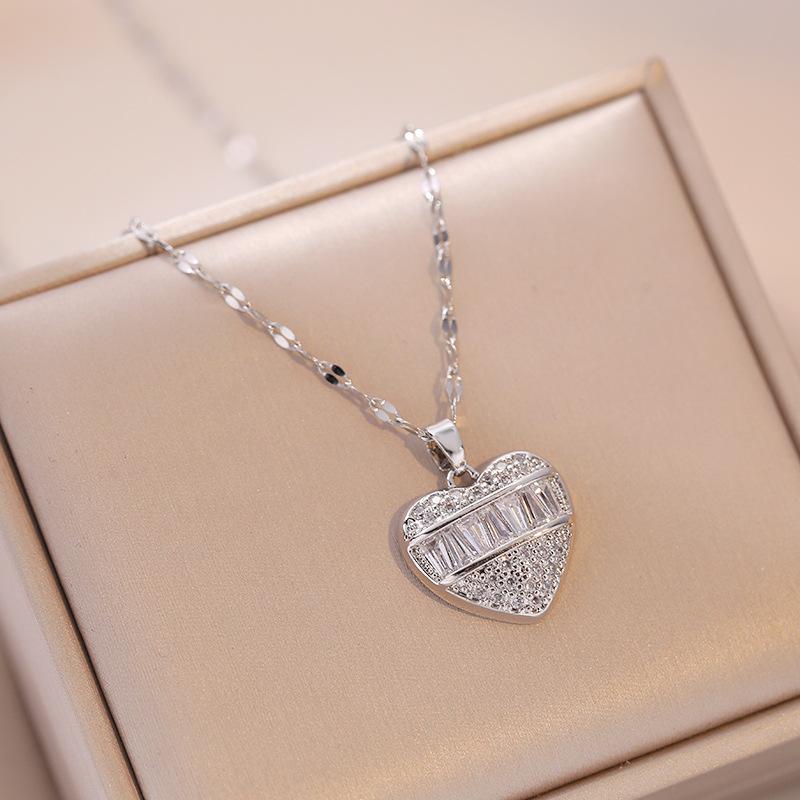 Trendy Heart Pendant Necklace for Women 2023 New Fashion Hypoallergenic Stainless Steel Chain Jewelry Wedding Engagement Party Accessories