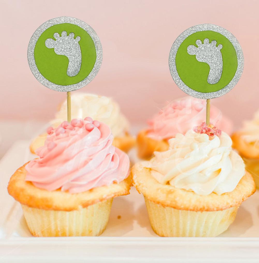 Дарлинг Сувенир| Блеск Baby Foot Baby Shower Toppers для капкейков | Десертные украшения - упаковка