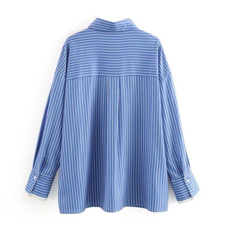 Fashion Style 2024 Autumn New Women's Clothing Loose All-Match Commute Stylish Long Sleeves Stripes Oxford Shirt