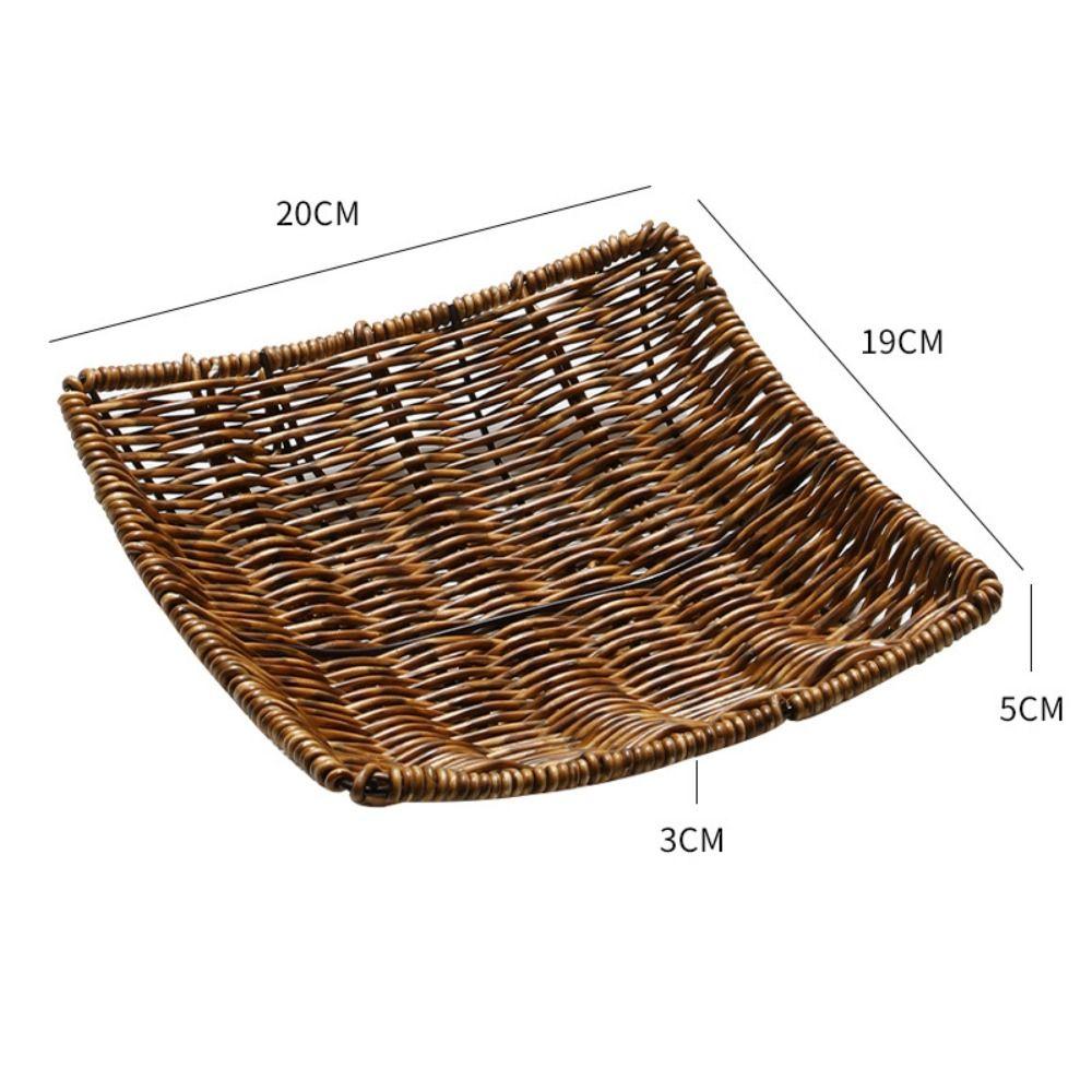 Square Wicker Tray Handwoven Fruit Container Picnic Basket Rattan Storage Basket Restaurants