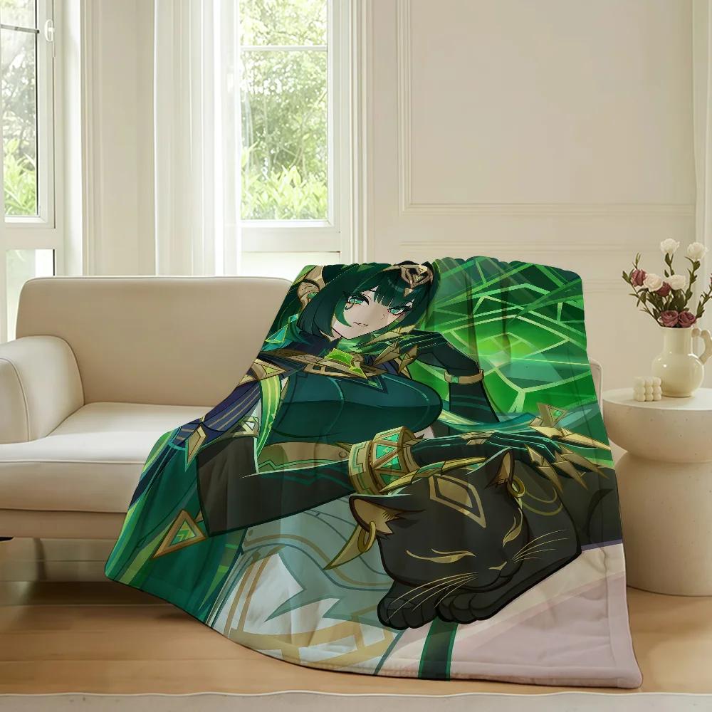 Genshin Impact Nefer Blanket for Sofa Bed Office Travel  Soft Warm Fleece for Sleeping Reading Camping Flying