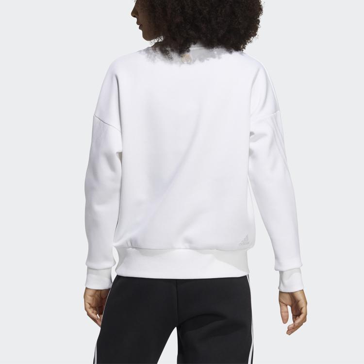Adidas Logo Print Crew Neck Sweatshirt Women Tops White HD0358