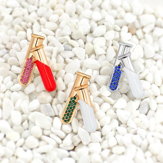 Эмалированная пробирка, инкрустированная стразами, брошь, булавка, медицинский инструмент, значок врача и медсестры