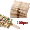 100pcs Natural Wooden Ice Cream Popsicle Sticks Wood Stick Ice Cream Spoon Hand Art Ice Cream Ice Cube Lollipop Cake Tools