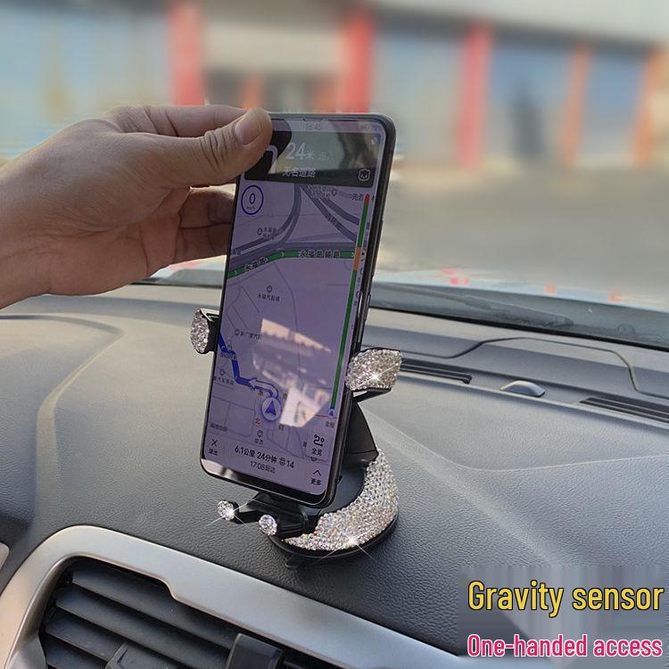 Универсальный автомобильный держатель для телефона с креплением на воздуховод, инкрустированный бриллиантами, с присоской