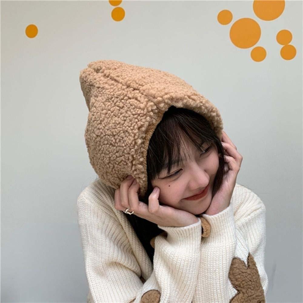 Solid Color New Year Red Hat Fluffy Ear Protection Hat Cute Winter Plush Hat Autumn