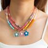 Charms Jewelry Flower Necklace Colorful Beads Pendant Necklace Creative Floral Chain Choker  Summer