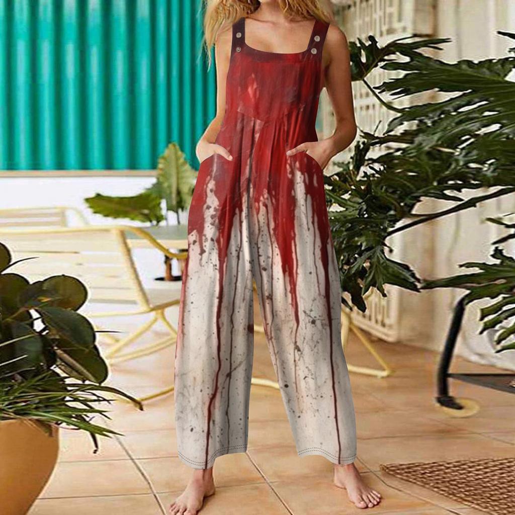 Женская мода ул.. Повседневный свободный ретро-комбинезон с подтяжками и принтом ко Дню Святого Патрика